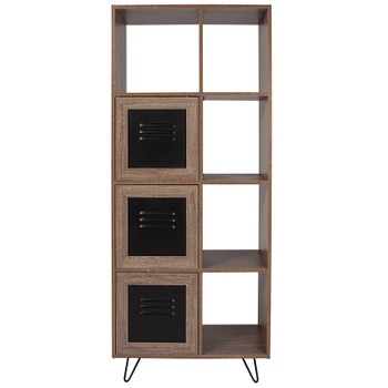 Flash Furniture Woodridge Collection 63"H Rustic Bookshelf - Doors, Model# NAN-JN-21804B-GG 2