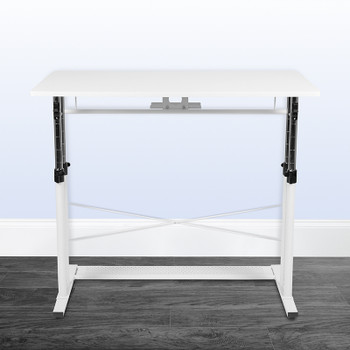 Flash Furniture White Sit-Stand Office Desk, Model# NAN-JN-21908-WH-GG 2