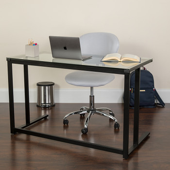 Flash Furniture Glass Pedestal Desk, Model# NAN-WK-055-GG 2