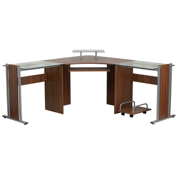 Flash Furniture Teakwood Corner Desk/CPU Cart, Model# NAN-WK-105-GG