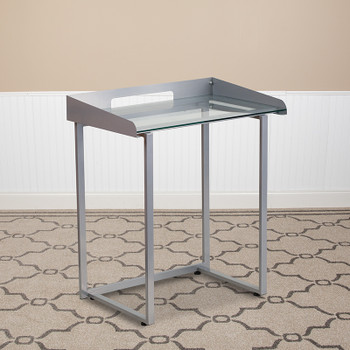 Flash Furniture Glass Raised Border Desk, Model# NAN-YLCD1234-GG 2