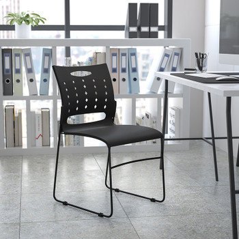Flash Furniture HERCULES Series Black Plastic Stack Chair, Model# RUT-2-BK-GG 2