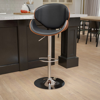 Flash Furniture Walnut Wood Barstool, Model# SD-2203-WAL-GG 2