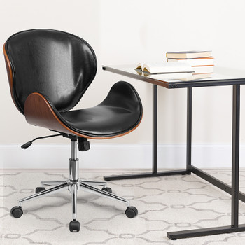 Flash Furniture Black/Walnut Mid-Back Chair, Model# SD-SDM-2240-5-BK-GG 2