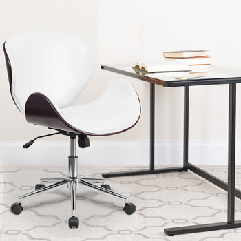 Flash Furniture White/Mahogany Mid-Back Chair, Model# SD-SDM-2240-5-MAH-WH-GG 2