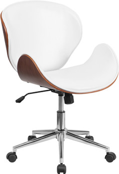 Flash Furniture White/Walnut Mid-Back Chair, Model# SD-SDM-2240-5-WH-GG
