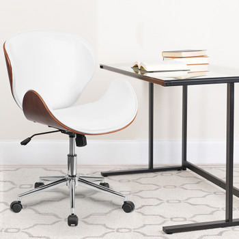 Flash Furniture White/Walnut Mid-Back Chair, Model# SD-SDM-2240-5-WH-GG 2