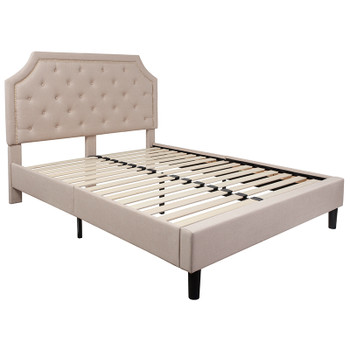 Flash Furniture Brighton Queen Platform Bed-Beige, Model# SL-BK4-Q-B-GG