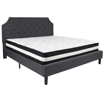 Flash Furniture Brighton King Platform Bed Set-Gray, Model# SL-BM-16-GG