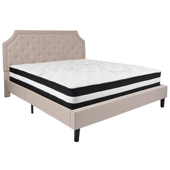 Flash Furniture Brighton King Platform Bed Set-Beige, Model# SL-BM-4-GG