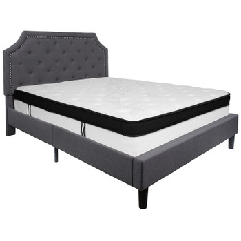 Flash Furniture Brighton Queen Platform Bed Set-Gray, Model# SL-BMF-15-GG