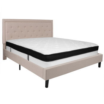 Flash Furniture Roxbury King Platform Bed Set-Beige, Model# SL-BMF-20-GG