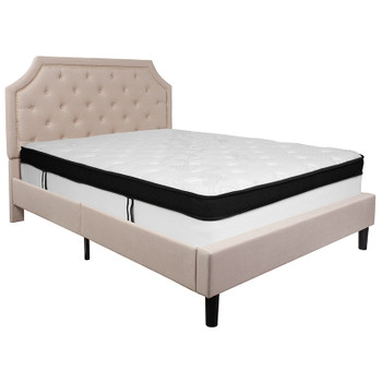 Flash Furniture Brighton Queen Platform Bed Set-Beige, Model# SL-BMF-3-GG