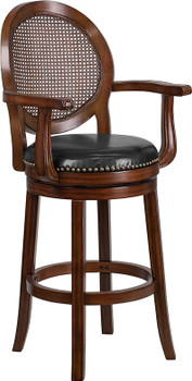 Flash Furniture 30" Expresso Wood Stool w/Arms, Model# TA-550430-E-GG