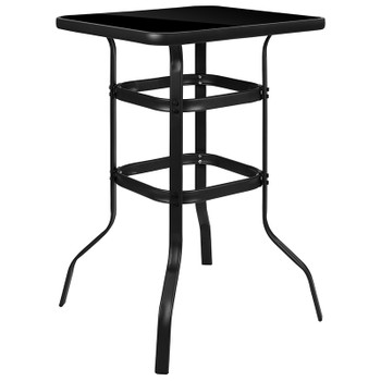 Flash Furniture Black Metal/Glass Bar Table, Model# TLH-073H-B-GG