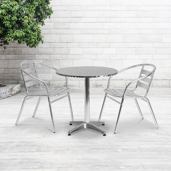 Flash Furniture 27.5RD Aluminum Table Set, Model# TLH-ALUM-28RD-017BCHR2-GG 2