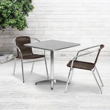 Flash Furniture 27.5SQ Aluminum Table Set, Model# TLH-ALUM-28SQ-020CHR2-GG 2