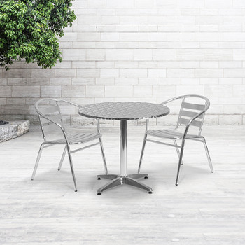 Flash Furniture 31.5RD Aluminum Table Set, Model# TLH-ALUM-32RD-017BCHR2-GG 2