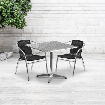 Flash Furniture 31.5SQ Aluminum Table/2 Chairs, Model# TLH-ALUM-32SQ-020BKCHR2-GG 2