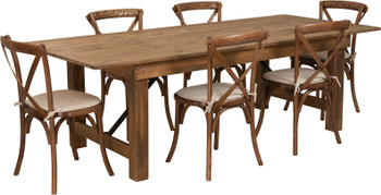 Flash Furniture HERCULES Series 8'x40" Farm Table/6 Chair Set, Model# XA-FARM-11-GG