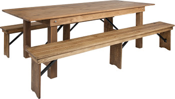 Flash Furniture HERCULES Series 8'x40" Farm Table/2 Bench Set, Model# XA-FARM-4-GG