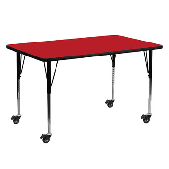 Flash Furniture 24x60 REC Red Activity Table, Model# XU-A2460-REC-RED-H-A-CAS-GG