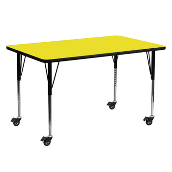Flash Furniture 24x60 Yellow Activity Table, Model# XU-A2460-REC-YEL-H-A-CAS-GG