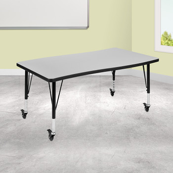 Flash Furniture 28"Wx48"L Grey Activity Table, Model# XU-A3048-CON-GY-T-P-CAS-GG 2