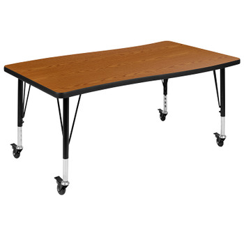 Flash Furniture 28"W x 48"L Oak Activity Table, Model# XU-A3048-CON-OAK-T-P-CAS-GG