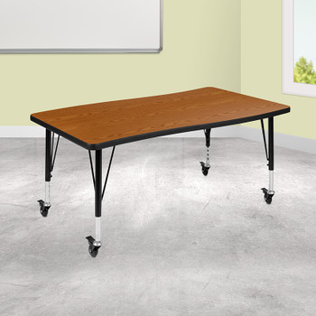 Flash Furniture 28"W x 48"L Oak Activity Table, Model# XU-A3048-CON-OAK-T-P-CAS-GG 2