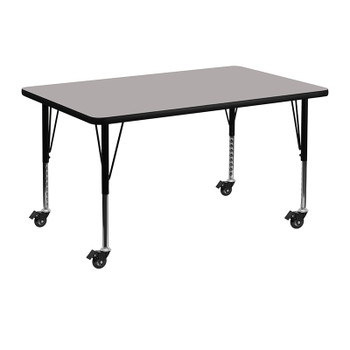 Flash Furniture 30x48 REC Grey Activity Table, Model# XU-A3048-REC-GY-H-P-CAS-GG