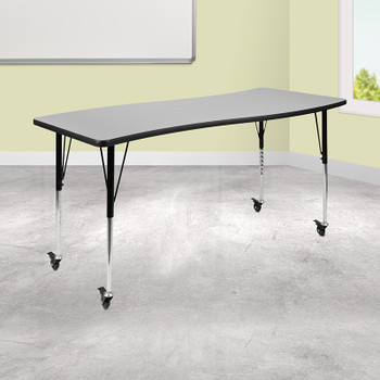 Flash Furniture 26"Wx60"L Grey Activity Table, Model# XU-A3060-CON-GY-T-A-CAS-GG 2