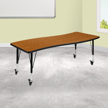 Flash Furniture 26"W x 60"L Oak Activity Table, Model# XU-A3060-CON-OAK-T-P-CAS-GG 2