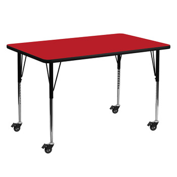 Flash Furniture 30x60 REC Red Activity Table, Model# XU-A3060-REC-RED-H-A-CAS-GG