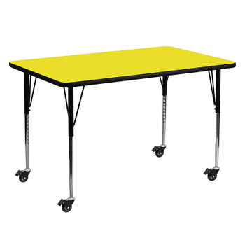 Flash Furniture 30x60 Yellow Activity Table, Model# XU-A3060-REC-YEL-H-A-CAS-GG
