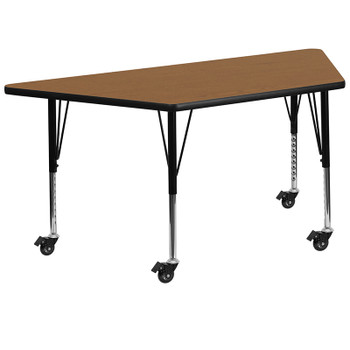 Flash Furniture 29x57 TRAP Oak Activity Table, Model# XU-A3060-TRAP-OAK-T-P-CAS-GG