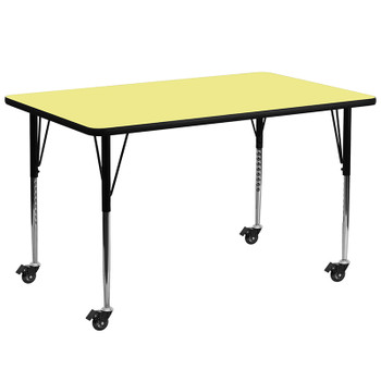 Flash Furniture 30x72 Yellow Activity Table, Model# XU-A3072-REC-YEL-T-A-CAS-GG