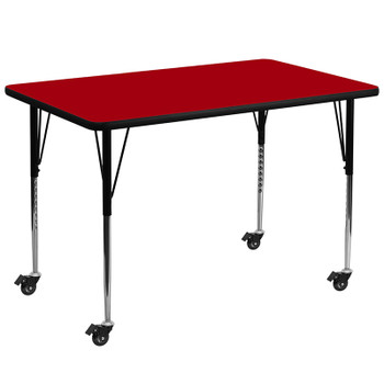Flash Furniture 36x72 REC Red Activity Table, Model# XU-A3672-REC-RED-T-A-CAS-GG