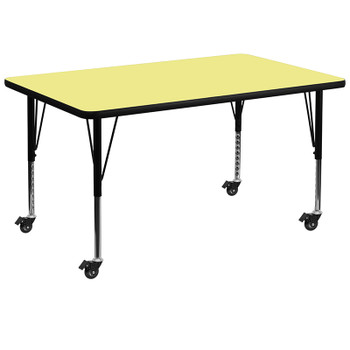 Flash Furniture 36x72 Yellow Activity Table, Model# XU-A3672-REC-YEL-T-P-CAS-GG