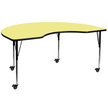 Flash Furniture 48x96 KDNY Yell Activity Table, Model# XU-A4896-KIDNY-YEL-T-A-CAS-GG