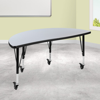 Flash Furniture 48" Circle Grey Activity Table, Model# XU-A48-HCIRC-GY-T-P-CAS-GG 2