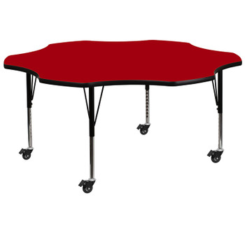 Flash Furniture 60 FLWR Red Activity Table, Model# XU-A60-FLR-RED-T-P-CAS-GG