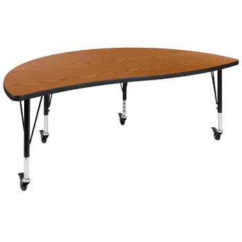 Flash Furniture 60" Circle Oak Activity Table, Model# XU-A60-HCIRC-OAK-T-P-CAS-GG