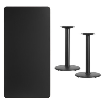 Flash Furniture 30x60 Black Table-18RD Base, Model# XU-BLKTB-3060-TR18-GG