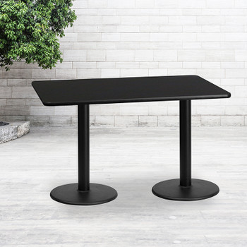 Flash Furniture 30x60 Black Table-18RD Base, Model# XU-BLKTB-3060-TR18-GG 2
