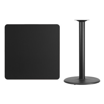 Flash Furniture 36SQ Black Table-24RD Base, Model# XU-BLKTB-3636-TR24B-GG 2