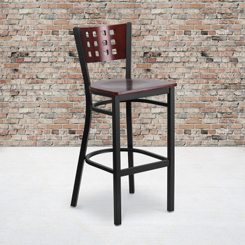 Flash Furniture HERCULES Series Black Cutout Stool-Mah Seat, Model# XU-DG-60118-MAH-BAR-MTL-GG 2