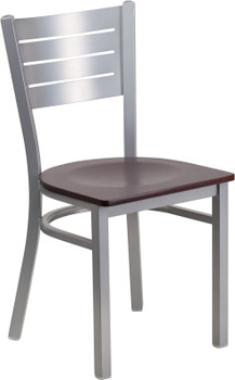 Flash Furniture HERCULES Series Silver Slat Chair-Mah Seat, Model# XU-DG-60401-MAHW-GG