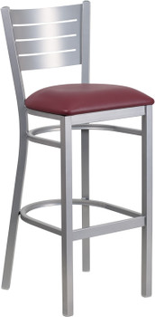 Flash Furniture HERCULES Series Silver Slat Stool-Burg Seat, Model# XU-DG-60402-BAR-BURV-GG