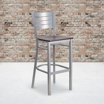 Flash Furniture HERCULES Series Silver Slat Stool-Mah Seat, Model# XU-DG-60402-BAR-MAHW-GG 2